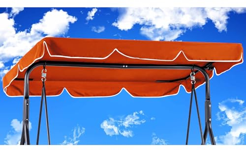 Hollywoodschaukel Dachbezug 210 x145 cm Wasserdicht,Hollywood Swing Ersatzdach Winddicht, Dauerhaft Hollywoodschaukel Ersatzdach Reißfest , Polyestertuch Anti-UV Staubdicht (210*145cm,Orange)