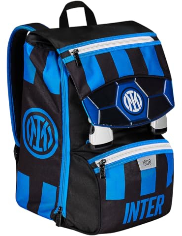 SEVEN Zaino Scuola Estensibile F.C. INTER Calcio - FINO ALLA VITTORIA, Nero Blu - Zaino Doppio Scomparto Sdoppiabile Tramite Zip e Con Tasca Porta Borraccia, Zaino Bambino, 20F302400-5D8