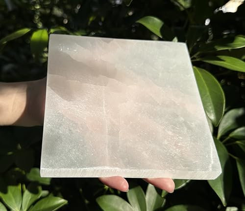 GAF TREASURES 6 Selenite Square Charing Plate, Selenite Charging Station for Crystal Cleansing, Crystal Grib Layout, Energy Charging& Purification