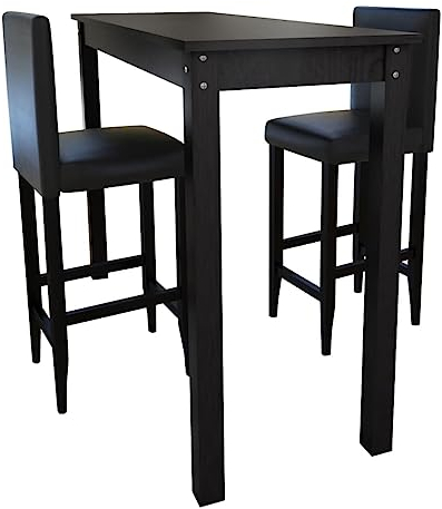 CKioict Eckbank esszimmer Küchen möbel Esstisch-Set Barset Bartisch mit 2 Barhockern SchwarzGeeignet für Esszimmer Küche Wohnzimmer