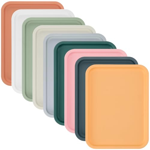NAMYEUT 9 Stück Tablett Plastik Bunt, 30,5x23x1,5cm Plastiktabletts Rechteckig Mini Tablett, Plastik Serviertablett Bunt Kunststoff Rechteckig Tabletts für Küche Café Bäckerei Restaurant