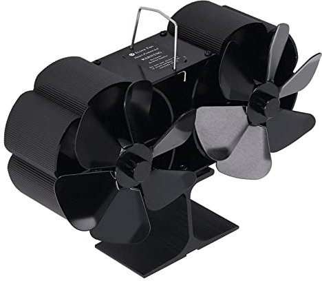 Heat Powered Stove Fan, 6 Blades Heat Powered Stove Fan Dual Head Fireplace Home Non Electric Black, USB Fans