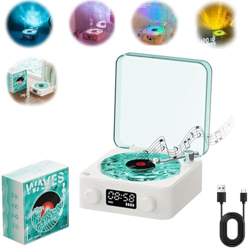 The Waves Vinyl Player,Waves Vintage Vinyl Record Player,Wireless Bluetooth Speaker,Portable Four Modes Wireless Vintage Vinyl Record Player,For Bedroom, Office, Party,360° Stereo Surround Sound