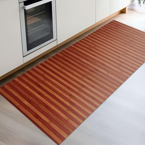 CosìCasa Bambus-Teppich für die Küche, umweltfreundlich, vielseitig, rutschfest, waschbar, für Badezimmer, Läufer oder Außenbereich, 50 x 75 cm, naturfarben