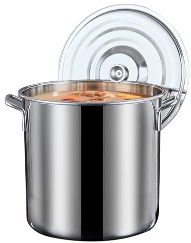 Olla de acero inoxidable 304 con tapa, olla grande con tapa, olla de sopa comercial, olla profunda, ollas de cocina, 60 x 29 cm