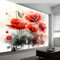 Papier Peint Panoramique Aquarelle Plante Coquelicot 3D Peinte Rouge Intissé Murale, 200 x 140 cm (L x H) Photo Murale pour Salon Chambre d'enfants restaurant Décoration Murale