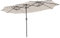 COSTWAY Sombrilla Terraza Exterior Doble, Sombrillas Jardin Grandes con 48 Luces LED, Panel Solar de Carga automática, Sistema de Manivela, Parasol Terraza Exterior (Beige, 470 x 280 cm (con LED))