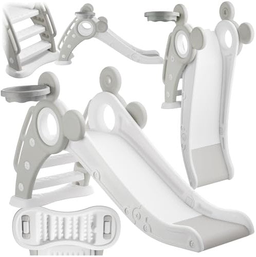 Tectake® Toboggan Intérieur et Extérieur Pliable pour Enfant avec Panier de Basket Amovible - Jouet 2 Ans Idéal pour Parcours de Motricité dans Chambre, Salon, Jardin
