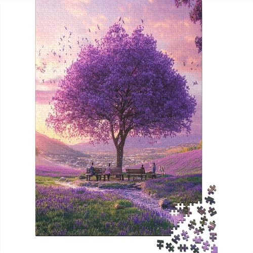 Beautiful Purple Tree 1000-teiliges Puzzle Lernspiel Spielzeug Geschenk Puzzle 1000 Teile Puzzles Heim Dekoration Für Erwachsene Und Kinder Ab 12 Jahren 1000pcs (75x50cm)