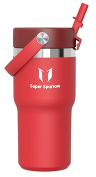 Sparrow Trinkflasche Edelstahl -620ml- Thermobecher mit Strohhalm Tumbler | Isolierbecher Thermosflasche Wasserflasche Autobecher, Auslaufsicher & Spülmaschinenfest, BPA-frei, Heiß & Kalt für Alltag