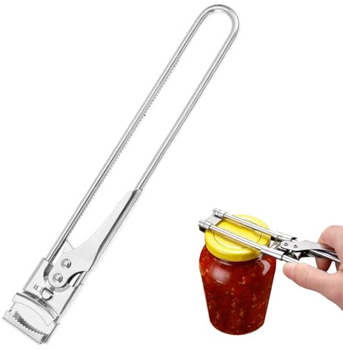 Yilceemy Edelstahl Glasöffner, Glasöffner Deckelöffner Edelstahl, Dosenöffner Manuell, für Senioren, Arthritis, Frauen (22.5×3cm)