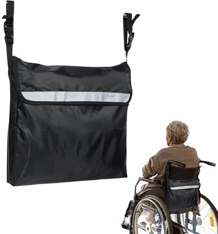 Borsa per Sedia a Rotelle Impermeabile – Wheelchair Bag 45×40×7.5cm – Zaino per Sedia a Rotelle con Band Reflective per Maniglie (Nero)