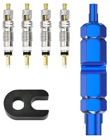 Reparatur-Set für Fahrradreifen: 4-teiliges Presta-Ventil, mit 2 Teilen, Demontagewerkzeug, Obus-Ventilkernadapter, Universaladapter für die Reparatur von Fahrradreifen