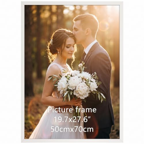 Ditwis Bilderrahmen 50x70 Weiß, Aluminium Fotorahmen Groß für 70x50 cm Poster, Fotos, Kunstwerke und Puzzles, Metall Posterrahmen zum Aufhängen, Rahmen für Wohnungen, Büros und Galerien