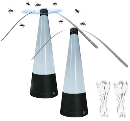 2 Ventiladores Antimoscas para Mesa - Ventilador Repelente De Moscas 2 En 1, Recargable por USB con Luz LED, Repelente De Mos-quitos Portátil Y Silencioso para Exteriores, Interiores, Fiestas
