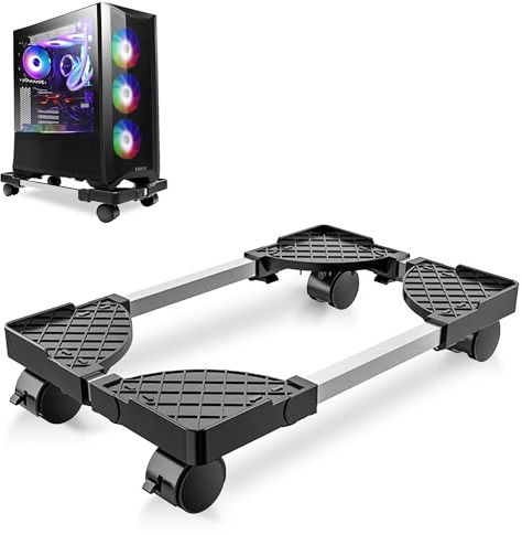 BOTEWO PC Ständer mit Rädern Einstellbare Basis: Robuster Metallrahmen für Kühlung und Mobilität CPU - für die Arbeit von zu Hause aus
