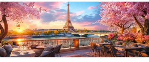 Bimkole Grande Kit De Pintura Por Números Para Adultos Torre Eiffel, Kit De Pintura Al óleo Sobre Lienzo Para Paisaje Paint by Numbers Principiantes, Para Decoración De Pared Del Hogar 30x80 cm