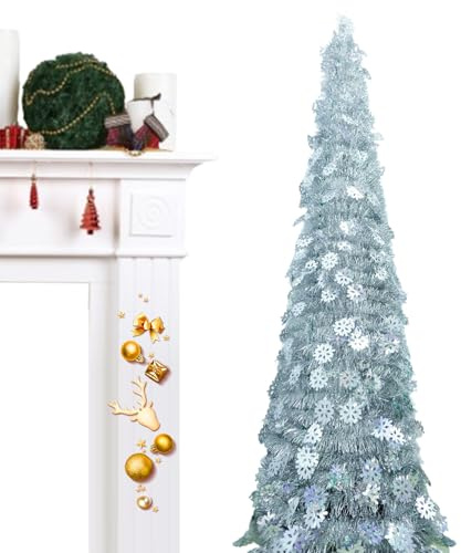 Sapin de Noël pliable – Faux sapin de Noël pliable | Décoration réaliste avec motif flocon de neige pour porche, table, intérieur et extérieur - 150 cm