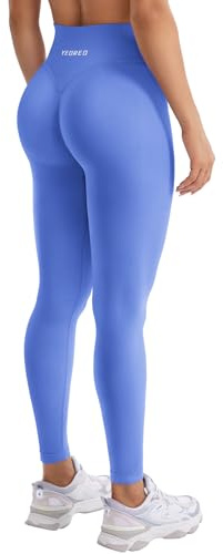 YEOREO Damen Sport Leggings Invisible Scrunch Butt Gym Leggings Hoch Taille Yoga Legging Booty Workout Leggings Booty Lifting Po Push Up Gym Sporthose Hellblau L