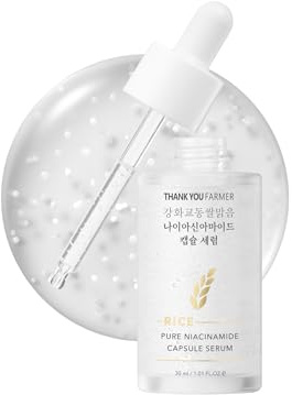 THANKYOU FARMER Rice Pure Niacinamide Capsule Serum 30ml - Korean Skincare, Korean Rice Extract, Ceramide NP, Allantoin, Niancinamide 5%