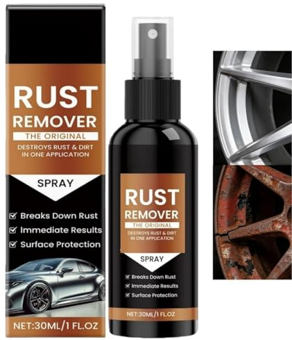 30ml Rust Remover Spray,Car Wheel Cleaner,Anti Rust Spray For Metal,Bike Chain Rus-T Remover,Fast-Acting,Wheel Cleaning Long-Lasting Protection,Multiple Surfaces Stain Cleaner,For Cars And Metal
