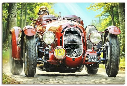 ARTLAND Wanddeko Leinwand Bilder Wandbild Oldtimer Alfa Romeo 8C 2300 Monza Klassischer Rennwagen Vintage Motorsport U6FI