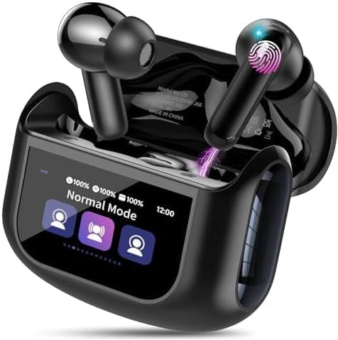 Touchscreen Bluetooth Kopfhörer, In Ear Kopfhörer Kabellos Bluetooth 5.4 mit ANC+ENC Noise Cancelling Mic, 48Std Spielzeit Tiefer Bass Earbud mit 5 EQ-Modi, IP7 Wasserdicht Ohrhörer Elfenbeinschwarz