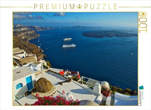Puzzle · Traumschiffe vor der Trauminsel Santorin | 1000 Teile · Lege-Größe 64 × 48 cm · CALVENDO Puzzle