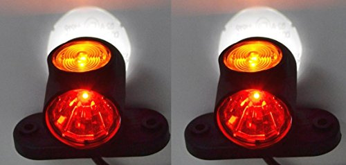24/7 Auto 2 x Seitenmarkierungsleuchten vorne E9 markiert Lampen 12 V 24 V Anhänger Van LKW Wohnwagen Chassis Wohnmobil Orange Weiß Rot