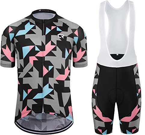 Herren Radtrikot Set Radsport Rennrad Trikot Trägerhose mit 4D Gepolstert Radbekleidung Set für Männer - - Mittel