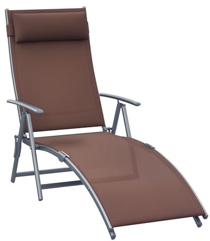 Outsunny Sun Lounger Steel Frame Outdoor Folding Recliner Brown
