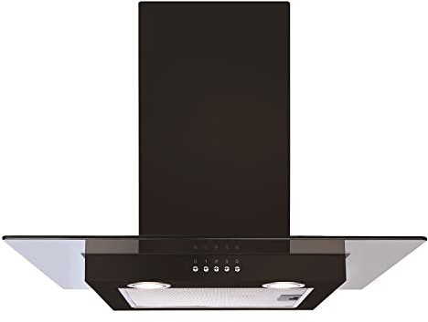 CDA 60cm Flat Glass Chimney Cooker Hood - Black