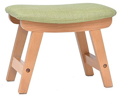 HM&DX Gepolstert Fußhocker,Leinen Komfort Gebogene Kissen Sitz Massivholz Fußstütze Sofa hocker -A