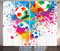 ABAKUHAUS Fußball Rustikaler Gardine, Bunter Spritzer Ball, Schlafzimmer Kräuselband Vorhang mit Schlaufen und Haken, 280 x 225 cm, Lila Magenta
