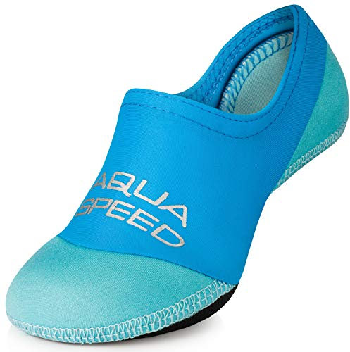 Aqua Speed Kinder Badesocken | Beach Socks Kids | Blaue Schwimmsocken für Jungen | Neoprensocken Anti-Rutsch | Blaue Aquasocks | Tauchsocken | Wassersport | Gr. 26-27, Blau-Hell Blau | Neo
