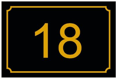 Hausnummernschild - Nummernschild aus PVC - Gravierte, personalisierbare Tafel 15 x 10 cm (Schwarz mit gelber Goldschrift)