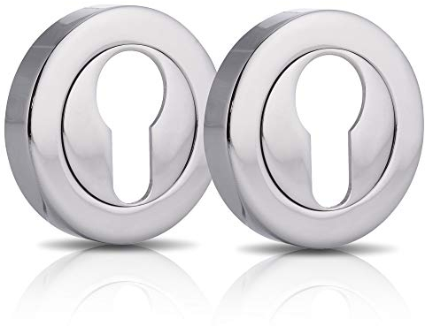 XFORT® 2 Pack Euro Escutcheons Polished Chrome, Escutcheon Keyhole Cover, Euro Door Lock Cover for Security and Protection from Key Damage, Durable Escutcheon Plate with Concealed Screws.