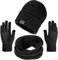 Aisprts Wintermütze Herren Mütze Schal Handschuh-Sets, Touchscreen Handschuhe Beanie Warme Mütze Strickmütze Winterschal Herren mit Fleecefutter