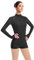 FYMNSI Damen Langarm Ballettanzug Ballettbody Sport Tanz Body Gymnastikanzug Trikot Bodysuit Einteiler Turnanzug Leotards Overall Stehkragen Einfarbig Elegant Bodies Ballett Langarmbody Schwarz L