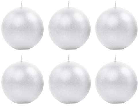 6 Stück Metallische Runde Kerzen in Perlenfarbe 8cm Kugelkerzen Deko