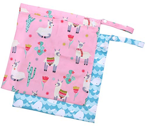 MILISTEN Lot de 2 poches étanches lavables réutilisables pour voyage, plage, piscine, poussette, vêtements de sport sales, maillots de bain humides, articles de toilette électroniques, bleu ciel, 29 x