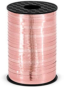 PartyDeco Farbband Pink Gold RosegoldPlastic Ribbon 5mm/225m auf Spule Dekoration Geschenkverpackung Party DIY Kostüm-Party Geburtstagsfeier