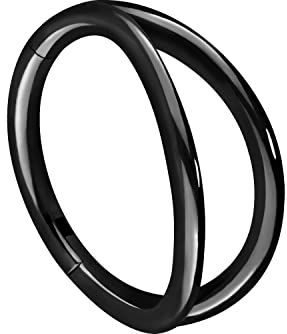 PIERCINGLINE Segmentring Clicker 2 Ringe Chirurgenstahl Piercing Nase Septum Ohr Helix Tragus Schwarz 12 mm