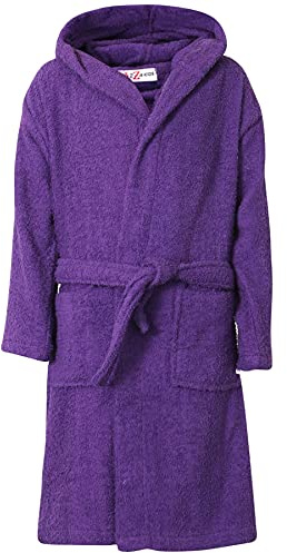 A2Z 4 Kids Cotton Towelling Hooded - Towel Bathrobe Purple_2-3