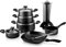 Krüger Aluguss-Set 17-teilig - antihaft-versiegeltes Topf- und Pfannenset mit Küchenhelfer - hohe Hitzebeständigkeit und langanhaltende Wärmespeicherung (Schwarz)