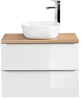 Waschbeckenunterschrank 80 cm Capri White, Waschbeckenunterschrank zum Aufhängen, Farbe weiß, Waschbeckenunterschrank auf der Arbeitsplatte, moderne Badezimmermöbel