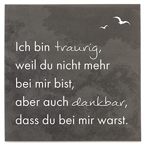 Dolorino Grabtafel aus Stein | wetterfest | mit Trauerspruch 'Ich Bin Traurig' | 14x14cm