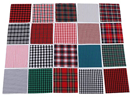 20 Pcs Moderne Tartan Tissu Quilting Tissu Patchwork Quilt Charme Carrés 25x25 Cm Tissu À Carreaux pour La Couture