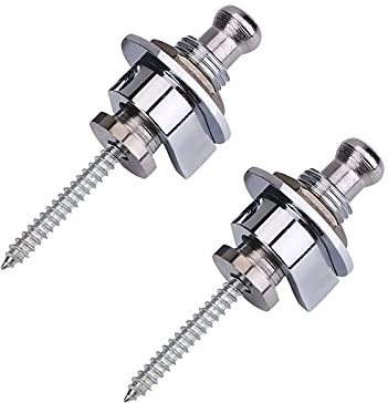2 Stück Gitarre Gurtschloss Metallknopf Gurtschloss Strap Locks Gurt Teile Ersatzteil für E Gitarre(Silber)