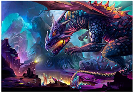 WallArena - Vlies Fototapete Kinderzimmer Drache in einer Höhle 152x104 cm - Fototapeten - Fototapeten Tapeten für Kinder Kindertapete - Vliestapete Wandtapete Tapete 3D Effekt - Fantasie